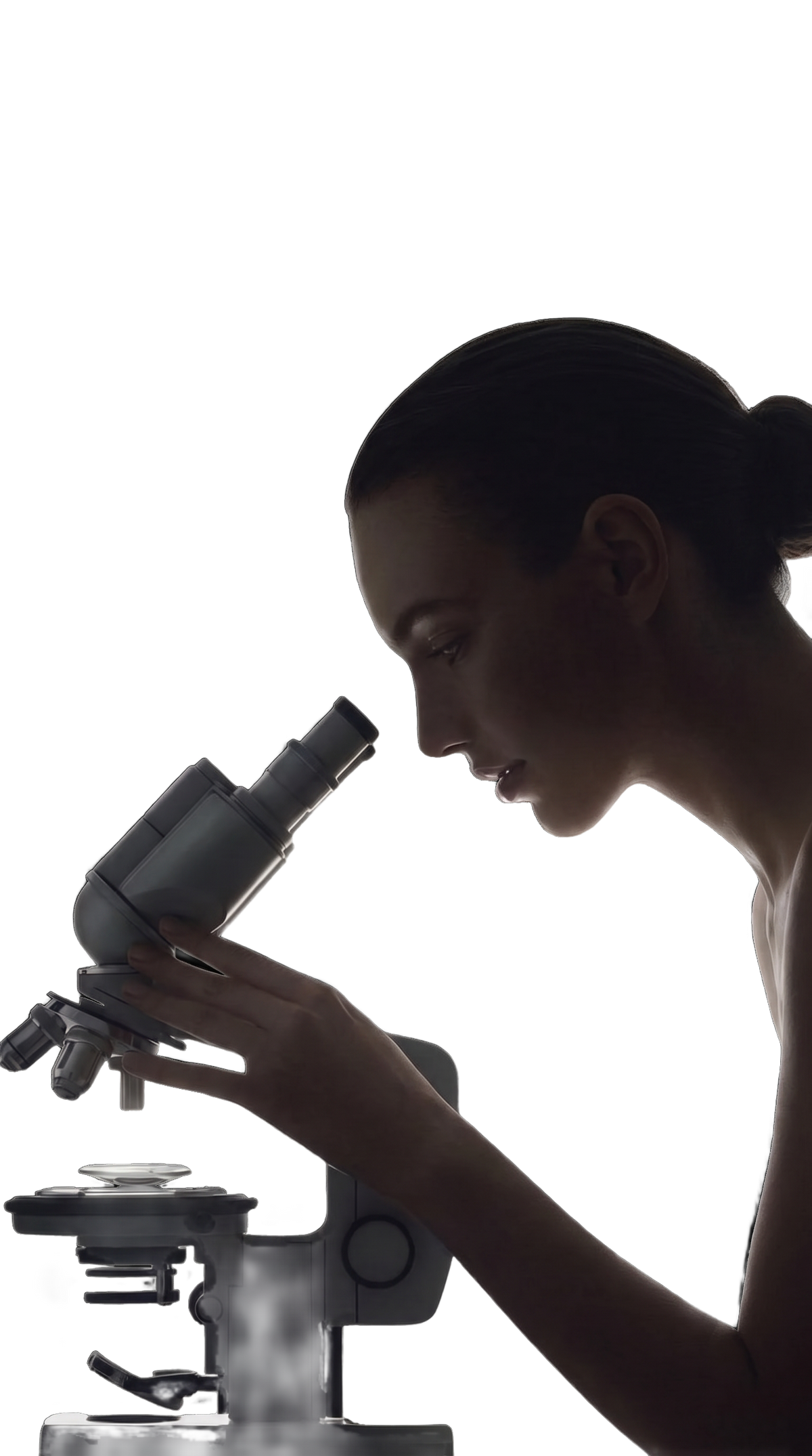 Clinician looking into a microscope